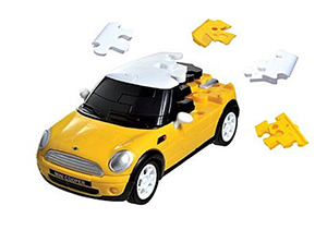 3D пазл Mini Cooper матовый желтый