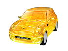 3D модель-пазл Mini Cooper полупрозрачный желтый