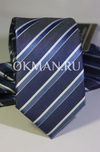 Набор Aristokrat галстук с платком в бело-синюю полоску