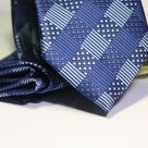 Набор Aristokrat галстук с платком синего цвета с ромбовидным орнаментом