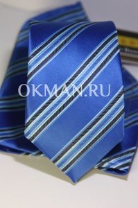 Набор Aristokrat галстук с платком лазурного цвета с косыми линиями