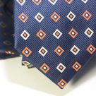 Набор Aristokrat галстук с платком синего цвета с ромбами бело-оранжевого цвета