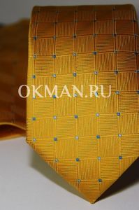 Набор Aristokrat галстук с платком желтого цвета с клетчатой структурой